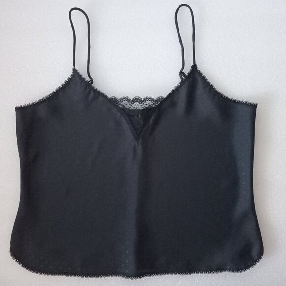 Warner's Y2K Black Camisole Lace Sleek Smooth Top Satin Feel  Lingerie Sz M M - Picture 1 of 7